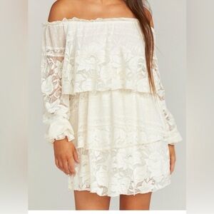 Show Me Your Mumu Women's Small Bess Dress Dress Moonlight Roses Lace Cream